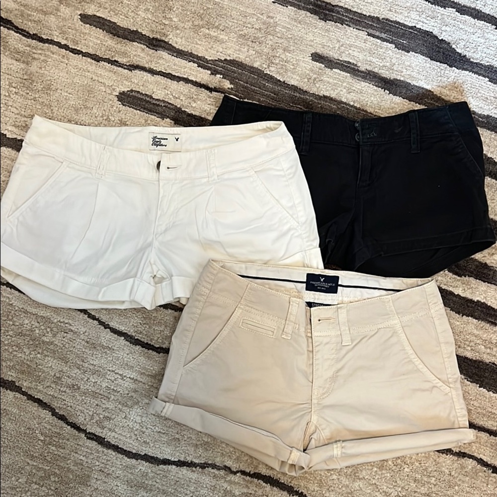 Women's Casual Shorts Bundle - Black, White, and Tan